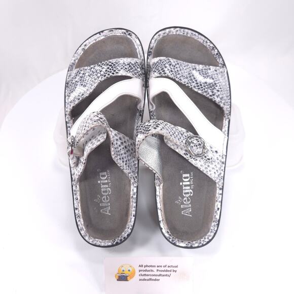 Alegria Colette Slide Sandal Casual Womens Size 9 39 Col-757 Silver Snakeskin - Picture 6 of 9